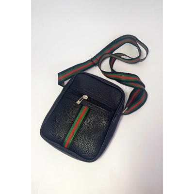 BORSELLO ECO PELLE nero A TRACOLLA verde/rosso 23x18x5 cm BORSA UOMO MARSUPIO BORSETTA TESSUTO DOCUMENTI OGGETTI - TAKESTOP