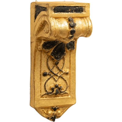 Mensola a muro in legno finitura foglia oro anticato e nero Made in Italy - BISCOTTINI