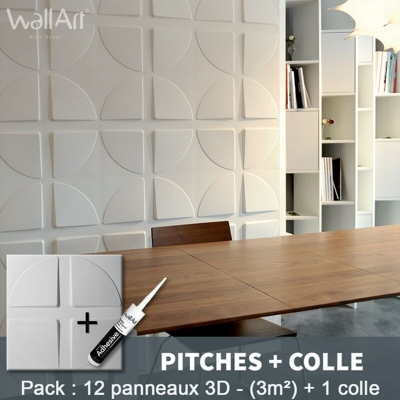 Pannelli Decorativi 3D Pitches Pannello a parete 3m² + Colla WallArt - WALLART 3D