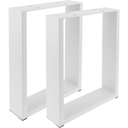 PrimeMatik - Piedini rettangolare Gambe da tavolino e banquette in acciaio bianco 300 x 80 x 430 mm 2-pack en oferta