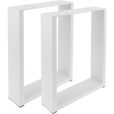 PrimeMatik - Piedini rettangolare Gambe da tavolino e banquette in acciaio bianco 300 x 80 x 430 mm 2-pack