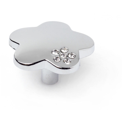 Pomolo stile decorativo, Zama, Cromato Lucido/Vetro. Marchio REI