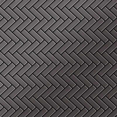 Alloy - Mosaico metallo solido Titanio spazzolato Smoke grigio scuro spesso 1,6 mm Herringbone-Ti-SB
