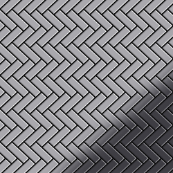 Alloy - Mosaico metallo solido Acciaio inossidabile Marine specchiato grigio spesso 1,6 mm Herringbone-S-S-MM en oferta