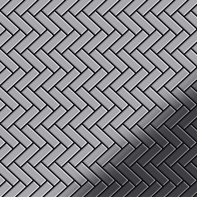 Alloy - Mosaico metallo solido Acciaio inossidabile Marine specchiato grigio spesso 1,6 mm Herringbone-S-S-MM