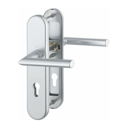 HOPPE Set maniglia Stoccolma per porte spessore 42-47mm Spaziatura fori 72mm Alluminio naturale Set di protezione en oferta