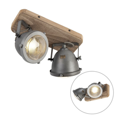 Faretto emado - Industriale - Legno,Acciaio - Grigio/Marrone - Oblungo Max. 2 x Watt - Qazqa precio
