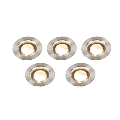 QAZQA Faretto da incasso guard - Moderno - Acciaio inossidabile - Acciaio - Tondo/Cilindro Non sostituibile Max. 5 x 0.6 Watt