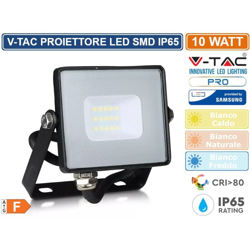 V-Tac Proiettore Slim Colore Nero 10W Chip Samsung Luce Calda 3000K Vt-10-B 424 características