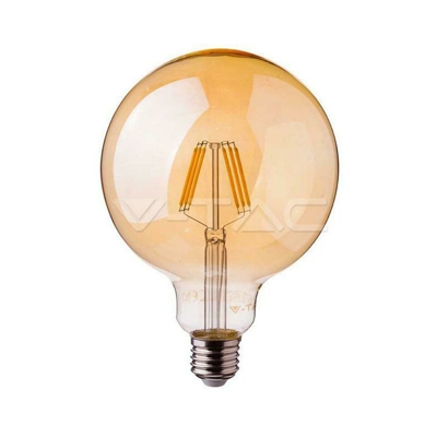 V-tac - lampadina filo led globo g125 ambra chip samsung 220-240 volt 300° 6 watt A++ CE E27 bianco caldo no tec 634694