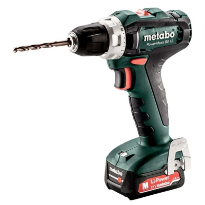Metabo PowerMaxx BS 12 Trapano-avvitatore a batteria, batteria (12 V/2,0 Ah), Caricabatteria SC 30 - 601036000