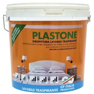 Salone - Vernice idropittura lavabile traspirante plastone da lt.2,5 bianco opaco per interni