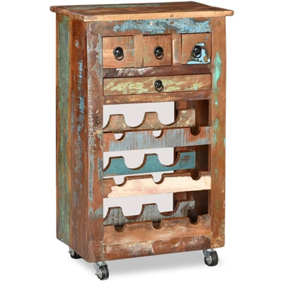 Portavini da 9 Bottiglie in Legno Massello di Recupero - VIDAXL