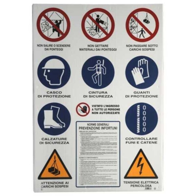 Cartello Cantiere 11 Simboli 68X 98 Plastica - YEPPON