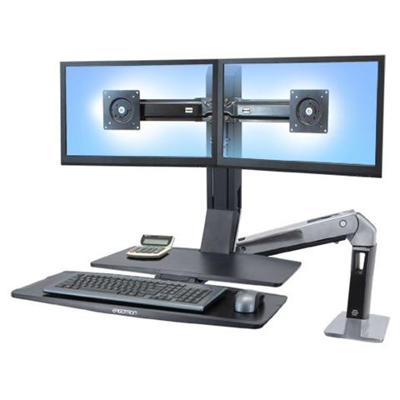 WorkFit-A, Doppio con Superficie di Lavoro per 2 Schermi LCD fino a 22''