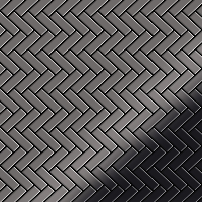 Mosaico metallo solido Titanio specchiato Smoke grigio scuro spesso 1,6 mm ALLOY Herringbone-Ti-SM