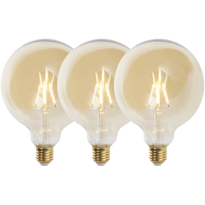 Set di 3 lampade a filamento LED dimmerabili E27 G125 goldline 2200K - Luedd