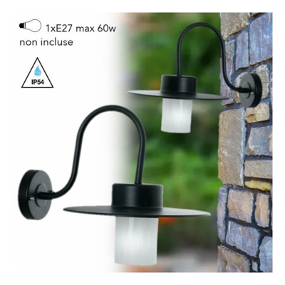 Intec - APPLIQUE YORK NERO 1XE27 IP44 39,5X30X31,5CM