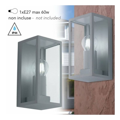 Applique Mondrian Silver 1Xe27 Ip44 23,6X11,3X11Cm - INTEC