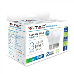 V-Tac Box 3 Lampadine Goccia Led 11W Attacco Grande E27 Luce Fredda 6400K 1055 Lumen Vt-2113 7354 en oferta