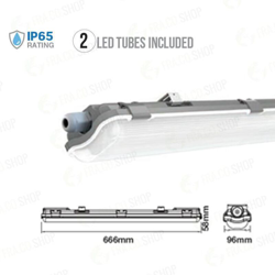 plafoniera neon tubi led 2x10 watt 120° 2 luci 220-240 volt 60 cm A+ CE IP65 bianco naturale no tec 639774 - V-TAC precio