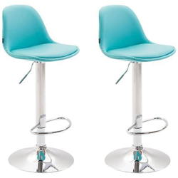 Set 2x Sgabelli Design Kiel In Similpelle - Coppia Sgabelli Cucina Tulip Girevoli Regolabili 60-82cm - Sgabello Bar Imbottito (2 Pezzi) Blu Cromato en oferta