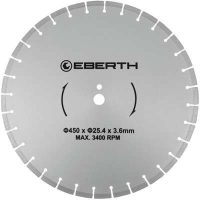 Eberth - Disco diamantato dischi diamantati per taglio universale (450 mm diametro, diametro interno 25,4 mm, larghezza di taglio 3,6 mm, giri/minuto