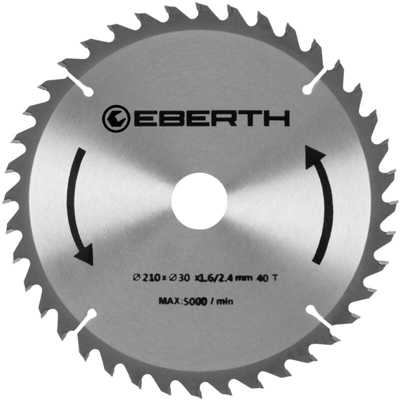 Lama Sega Circolare TCT per Xilografie (210 x 2,4 x 30 mm, 42 Denti, Carburo di Tungsteno) - EBERTH