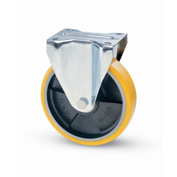 Ruota industriale d.125x25 in ghisa / poliuretano con piastra fissa - Salone en oferta