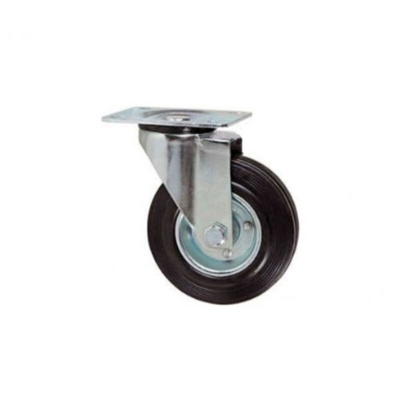 Ruota Ruote in Gomma con Piastra Girevole Ø 100mm Portata 80kg Piastra 105x85 mm - MAURER