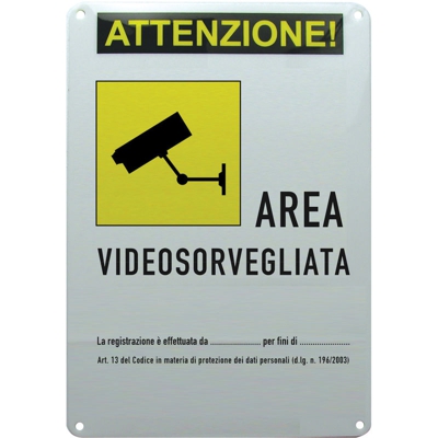 Cartello Area Videosorvegliata con dati responsabile - NO NAME