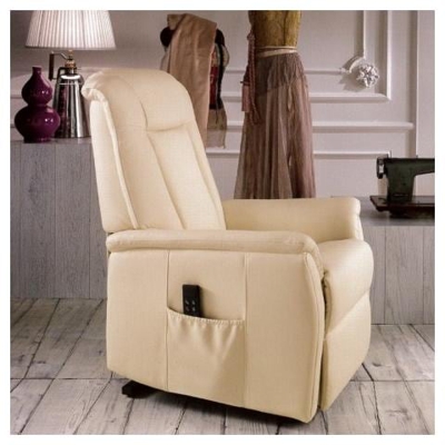 Poltrona Relax Elisa Con Elevatore E 2 Reclinatori Elettrici 2 Motori In Similpelle di Colore Beige