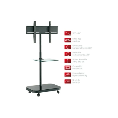 Soporte di TV Fonestar di Soil, VESA 600x400 standard con ruote, per schermi da 32 a 46 pollici, finitura nera