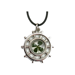 COLLANA CIONDOLO timone QUADRIFOGLIO PENDENTE METALLO LACCIO NERO NAVE PORTAFORTUNA DONNA UOMO IDEA REGALO - TAKESTOP en oferta