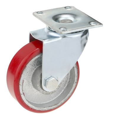 PrimeMatik - Ruota girevole industriale di poliuretano e metallo senza freno 100 mm