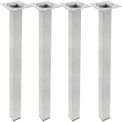 PrimeMatik - Gambe quadrato. Piedini da tavolo per mobili e scrivania in acciaio grigio 75cm 4-pack