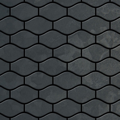 Mosaico metallo solido Acciaio grezzo laminato grigio spesso 1,6 mm ALLOY Karma-RS disegnato da Karim Rashid
