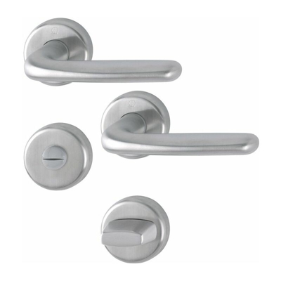 HOPPE Set manico Rosone Ø: 52 mm Perforazione: Bad SK / OL Acciaio inox Cardiff E1850Z/17KV/17KV/17KVS F69 opaco