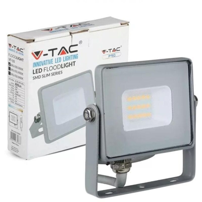 V-Tac Proiettore Slim Led 10W Chip Samsung Colore Grigio Luce Calda 3000K Vt-10-G 430