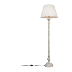 QAZQA Lampada da terra con paralume Classico - Retrò - Legno,Tessuto - Grigio/Crema - Tondo Max. 1 x Watt características