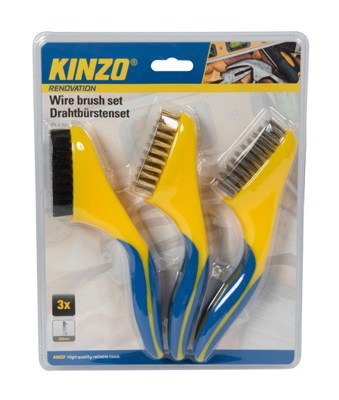 Bakaji - 3 x Spazzole Pulizia Metallo Acciaio Kit Pittura Spazzola per Ferro Fai da Te