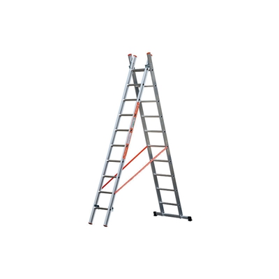 Scala Alluminio Trasformabile A Sfilo Doppia Scaletto 2X10 Gradini Gierre Al320 Made In Italy