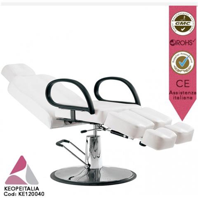 Poltrona Lettino Keope Tatax Bianca Regolazione Idraulica 3 Snodi Altezza Schienale Gambali Separati Ke-120040 Per Estetista Trucco Centri Estetici Spa Massaggitori Fiseoterapisti Trattamenti