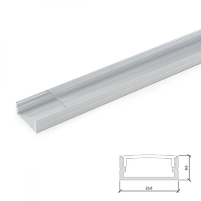 Profilo Alluminio Per Striscia Led Doppio - Diffusore Trasparente x 2M (LLE-ALP014-T) - GREENICE