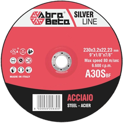 DISCO ABRASIVO FERRO 230x3.2 f.22 ABRA BETA