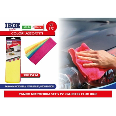 Bighouse It - PANNO MICROFIBRA SET 5 PZ. CM.30X35 FLUO IRGE