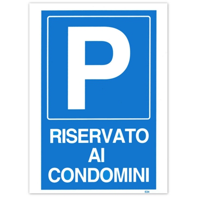 10 cartelli targa parcheggio riservato ai condomini segnaletica pvc 20x30 cm - ASIASHOPPING