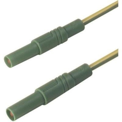 SKS Hirschmann MLS GG 100/2,5 ge/gn Puntali di sicurezza [Spina a banana 4 mm - Spina a banana 4 mm] 1.00 m Giallo