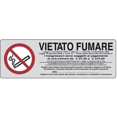 Etichetta Adesiva 150X50 "Vietato Fumare L.311/1" 10 Pz - IST