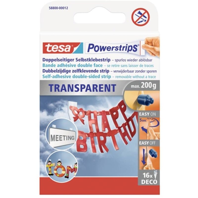 tesa® Powerstrips® Deco Trasparente POWERSTRIPS® tesa Contenuto: 16 pz.